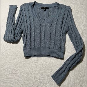 Love tree light blue knit cropped sweater. Size small.